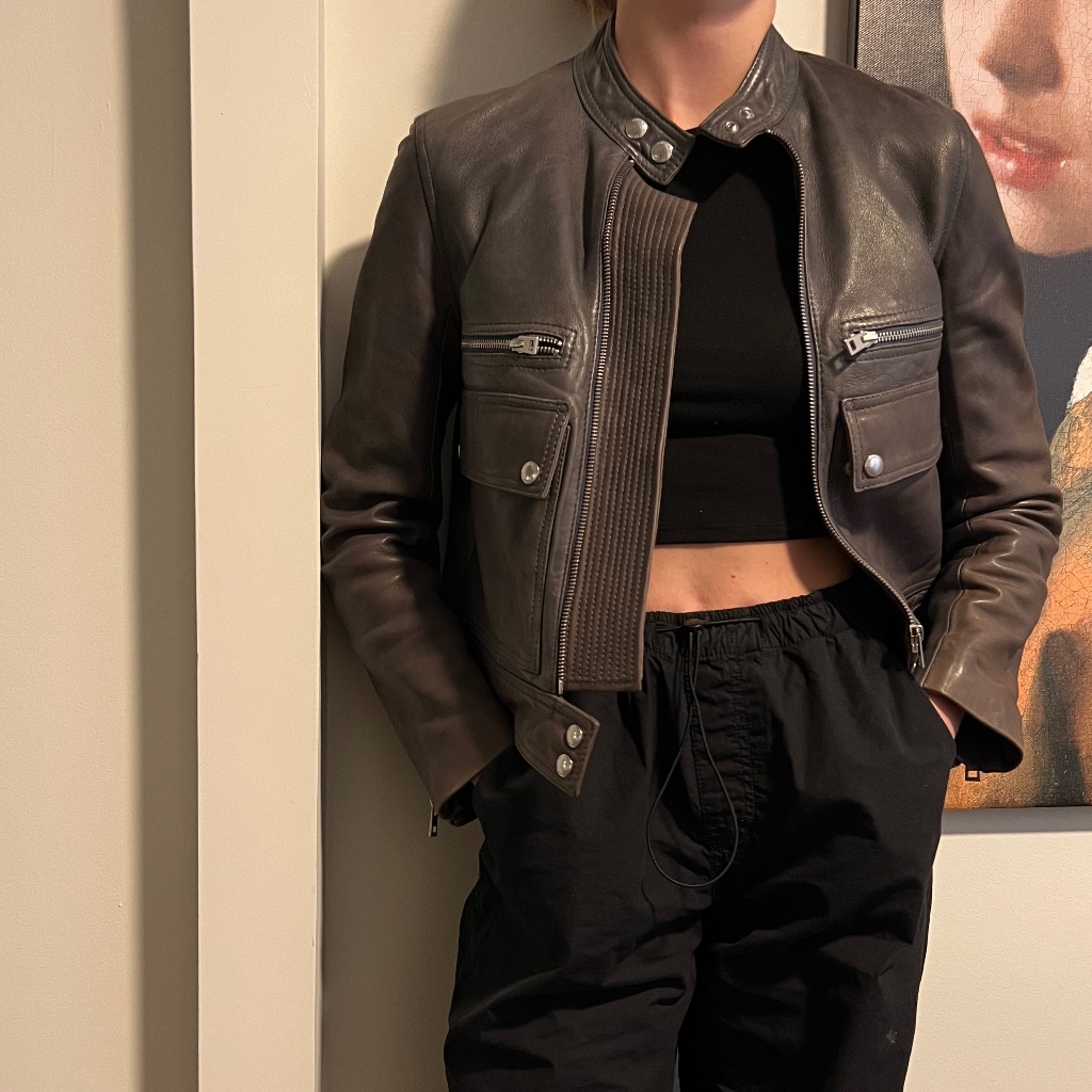 Zadig & Voltaire Grey Leather Jacket - Xs - Sheep's Leather